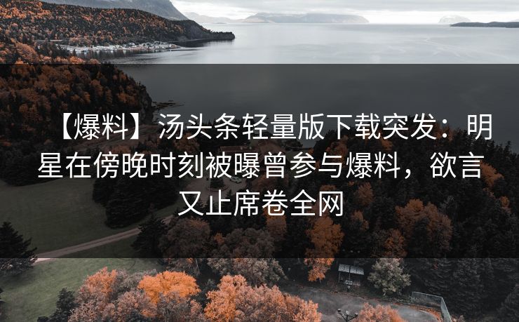 【爆料】汤头条轻量版下载突发：明星在傍晚时刻被曝曾参与爆料，欲言又止席卷全网