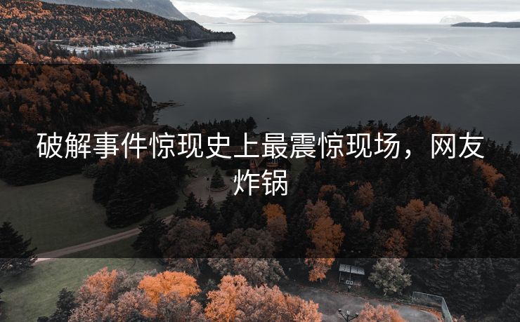 破解事件惊现史上最震惊现场，网友炸锅