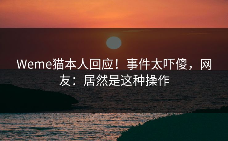 Weme猫本人回应！事件太吓傻，网友：居然是这种操作