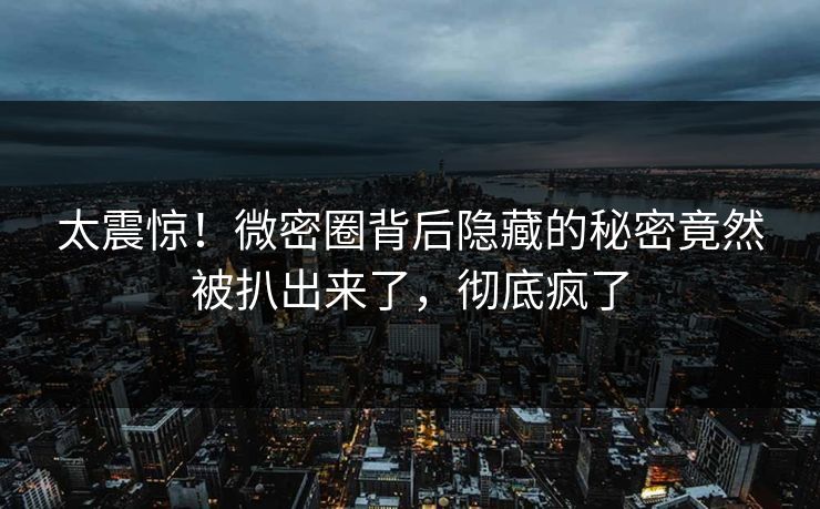 太震惊！微密圈背后隐藏的秘密竟然被扒出来了，彻底疯了