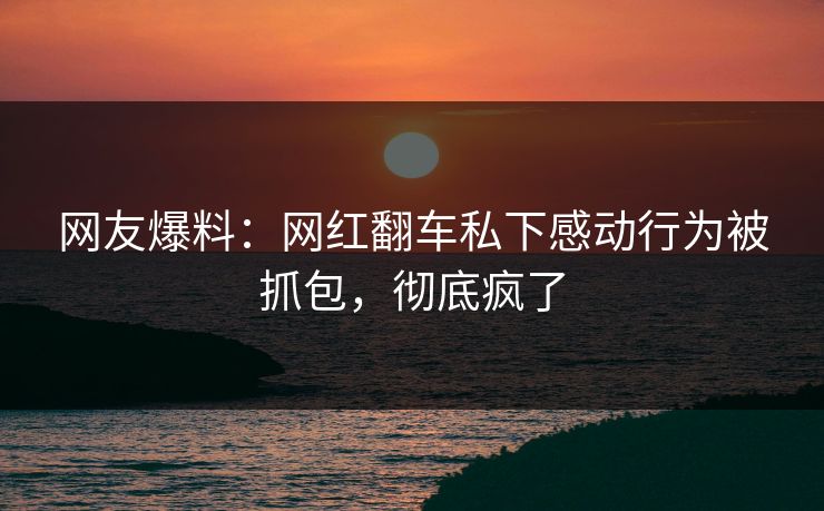 网友爆料：网红翻车私下感动行为被抓包，彻底疯了