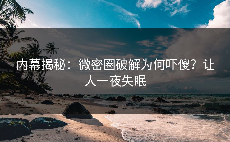内幕揭秘：微密圈破解为何吓傻？让人一夜失眠