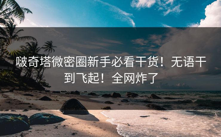 啵奇塔微密圈新手必看干货！无语干到飞起！全网炸了