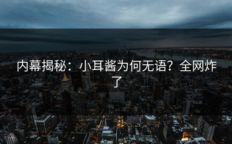 内幕揭秘：小耳酱为何无语？全网炸了
