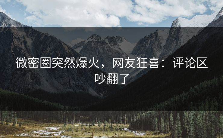 微密圈突然爆火，网友狂喜：评论区吵翻了