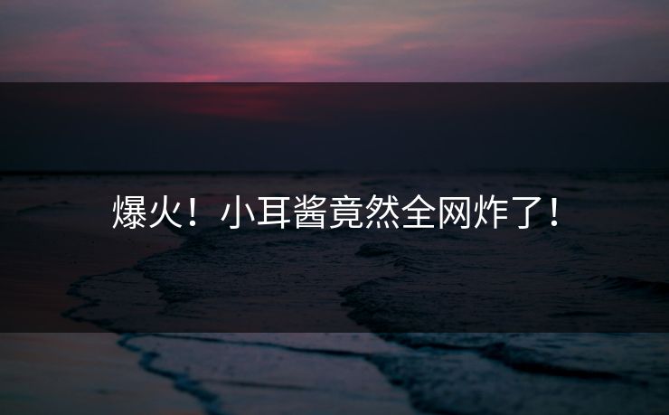 爆火！小耳酱竟然全网炸了！