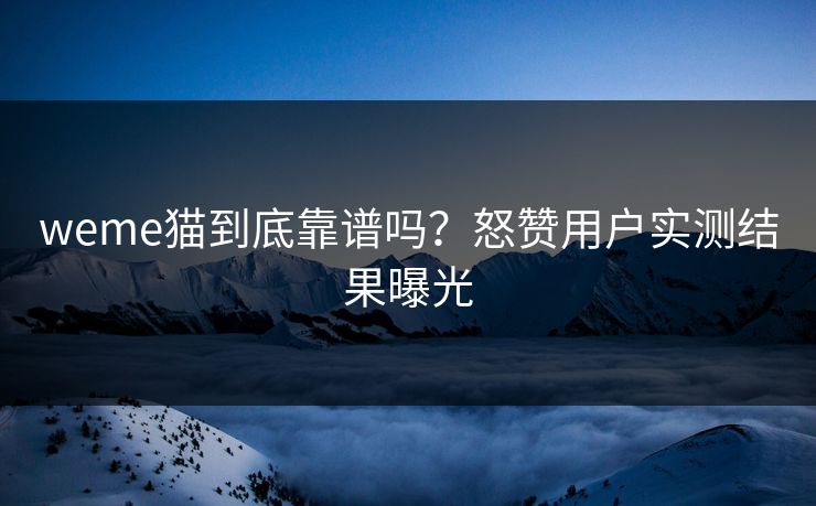 weme猫到底靠谱吗？怒赞用户实测结果曝光