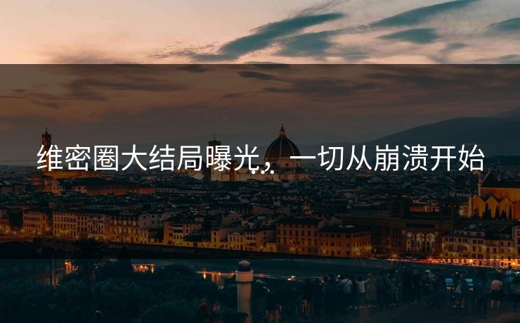 维密圈大结局曝光，一切从崩溃开始…