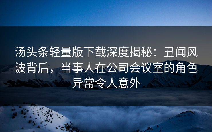 汤头条轻量版下载深度揭秘：丑闻风波背后，当事人在公司会议室的角色异常令人意外