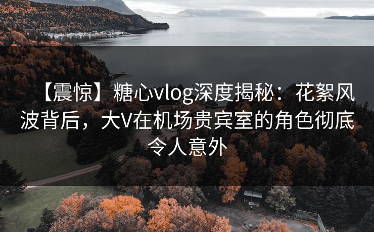 【震惊】糖心vlog深度揭秘：花絮风波背后，大V在机场贵宾室的角色彻底令人意外